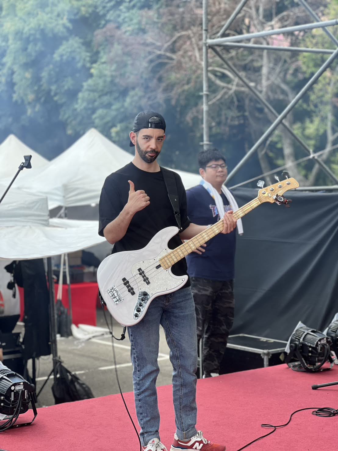 Playing bass live in concert